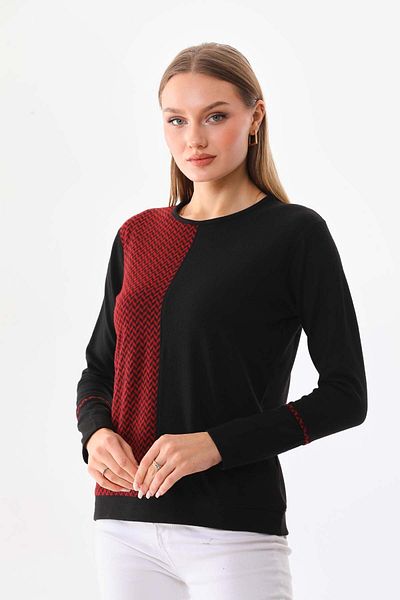 Sistas Bluză cu mânecă lungă, cu model, cu decolteu, 23619 Roșu Claret
