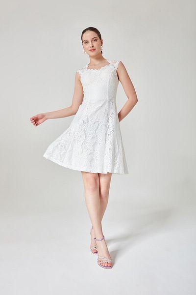 ESCOLL Women's Ecru Davis Dress with Window on the Back 1129