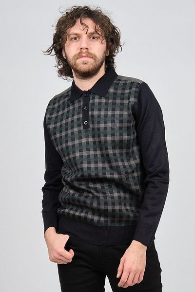 Pelikan Men's Striped Elbow Detailed Polo Neck Sweater 1577409 Smoked