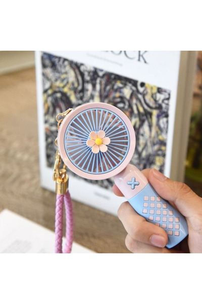 VOOKA Mini Vantilatör Şarjlı Mini Fan 500 mAh Yüksek Fan Gücü Tutmalı Deri Anahtarlıklı Fan Mini Vantilatö