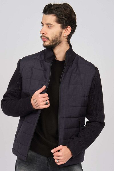 By Serco Men's Sleeves Knitted Coat 0622641 Navy Blue