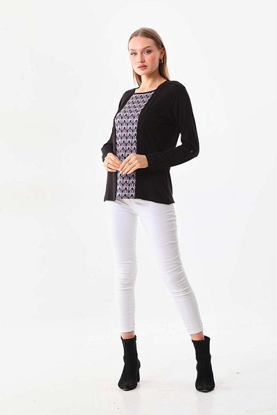 Sistas Bluză cu mânecă lungă cu model 23525 neagră