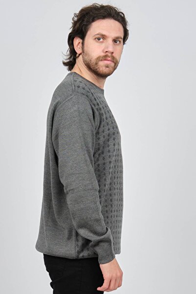 Çizgi Triko Чоловічий светр з коміром у вигляді велосипедного коміра 425554216 Сірий
