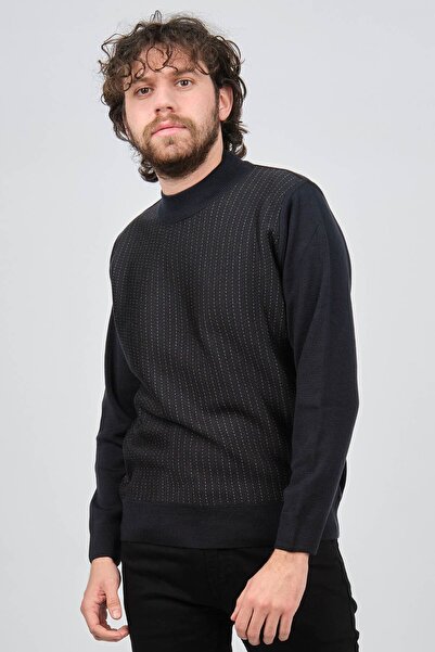 Çizgi Triko Ανδρικό πουλόβερ με μοτίβο Half Fisherman Line 42564234 Navy Blue