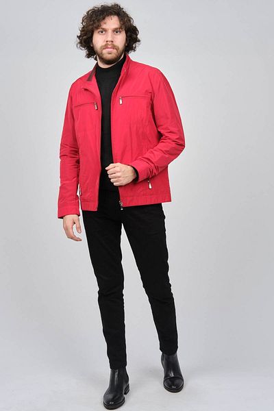daynax Men's Pocket Detailed Stand-Up Collar Seasonal Coat 4921200 Red