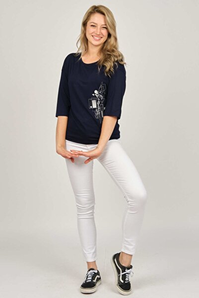 Sistas Women's Patterned Blouse 6690208 Navy Blue