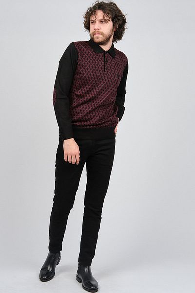 Pelikan Men's Elbow Detailed Polo Neck Sweater 1577427 Claret Red