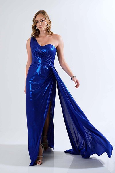 Carmen Women's Single Sleeve Slit Shiny Knitted Evening Dress 58264 Saks