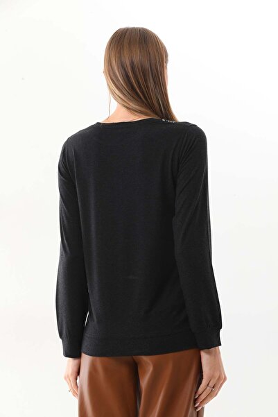 Sistas Γυναικεία μπλούζα με μακρυμάνικο λαιμόκοψη 23508 Anthracite