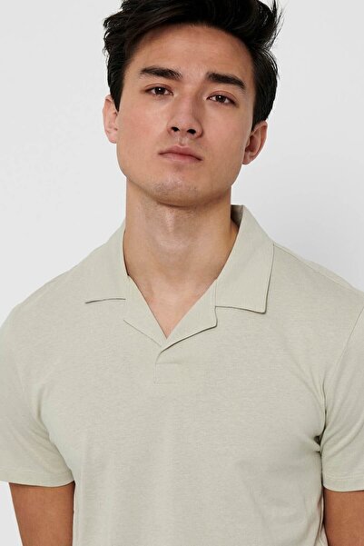 Only & Sons Men's Onsabraham Polo Neck T-shirt 22019294 Stone