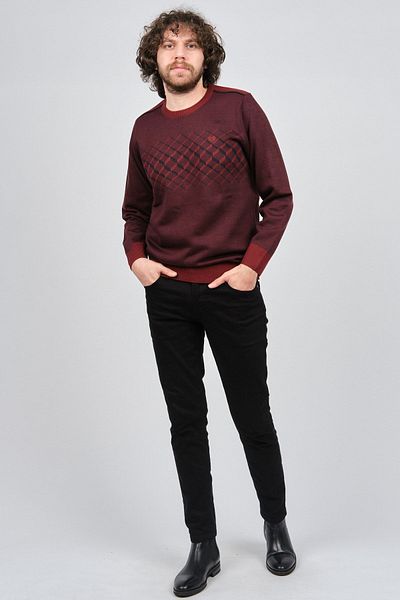 Pelikan Men's Patterned Crew Neck Sweater 1579306 Red