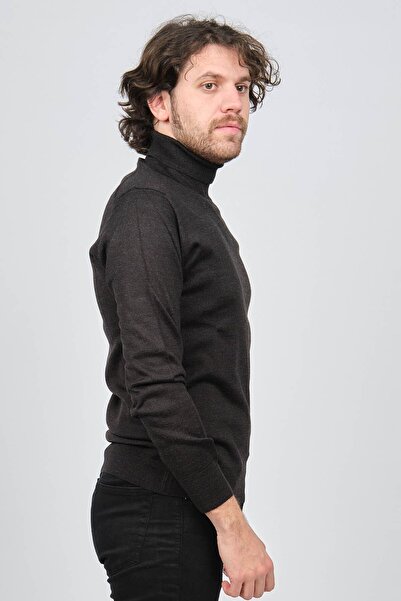 Ateş Triko Чоловічий напівкомір вовняний светр 6090154 Фума