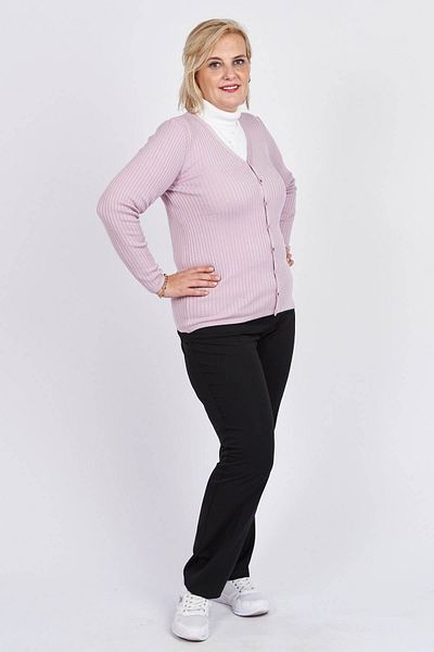 Büşra Triko Women's Powder Buttoned V-Neck Cardigan 3997258