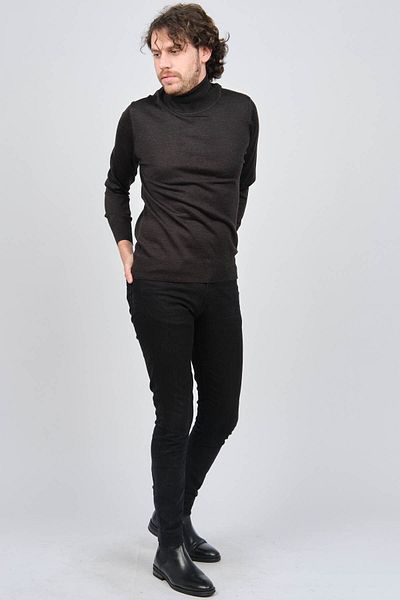 Ateş Triko Men's Turtleneck Wool Sweater 6090008 Smoked