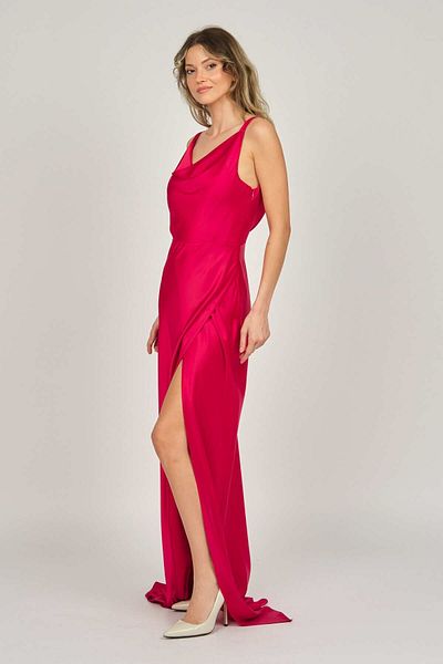 DORİDORCA Women's Off Shoulder Neckline Evening Dress 5924035 Red