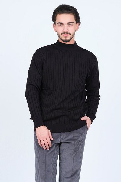 Metropolitan Pulover Bărbați Tricotaj Jumătate Pescar cu Snur 6244018 Negru