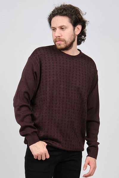 Çizgi Triko Ανδρικό πουλόβερ με μοτίβο Crew Neck 425554216 Claret Red
