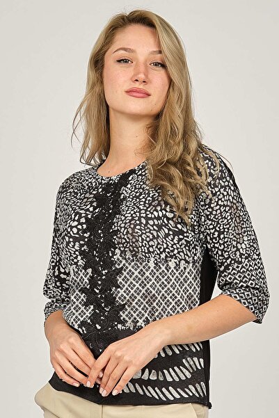 Sistas Жіноча блуза з велосипедним коміром та вишивкою 6690218 Чорна