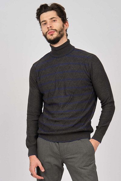 Dio Rise Men's Patterned Full Fisherman Sweater 650189232 Anthracite