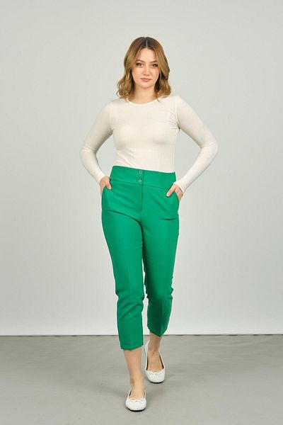 F&A Textile Green Ankle Length Narrow Fit Pants 7208 for Women