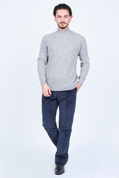 Metropolitan Men's Corded Half Fisherman Knitwear Sweater 6244018 Gray