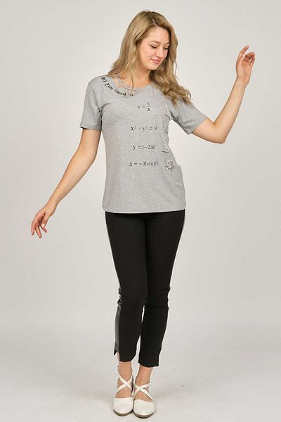 Sistas Women's Neck Detailed Combed Cotton Blouse6699224 Gray