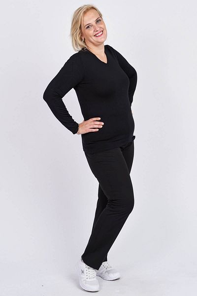 Flaş Triko Women's Black Color V-Neck Sweater