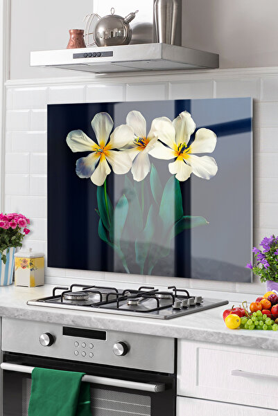 Onbiya Premium Floral Patterned Kitchen Glass - Stove Back Protector