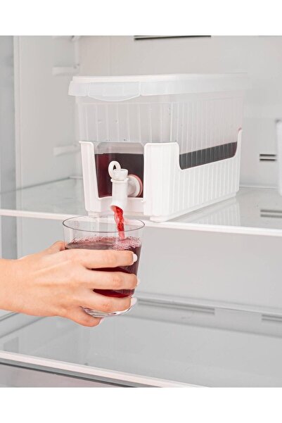 RELATOS Beyaz Buzdolabı Içi Musluklu Ayaklı Su -limonata - Içecek Sebili Piknik Bidonu 4 Lt