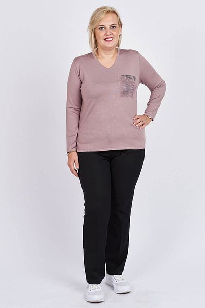 Büşra Triko Women's Stoned Pocket Detailed Sweater 3998217 Powder