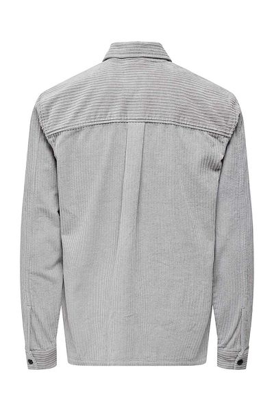 Only & Sons Ανδρικό πουκάμισο Onsledger Corduroy 100% βαμβακερό βελούδο 22027289 Γκρι