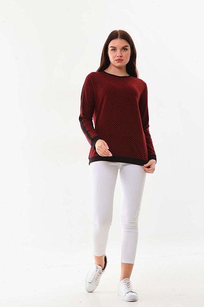 Sistas Bluză cu mânecă lungă cu model 23519 Roșu Claret