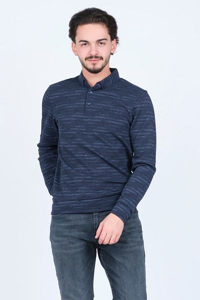 Raymons Men's Patterned Polo Neck Knitwear Sweat 6782273 Indigo