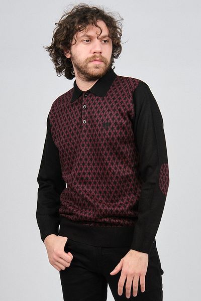 Pelikan Men's Elbow Detailed Polo Neck Sweater 1577427 Claret Red