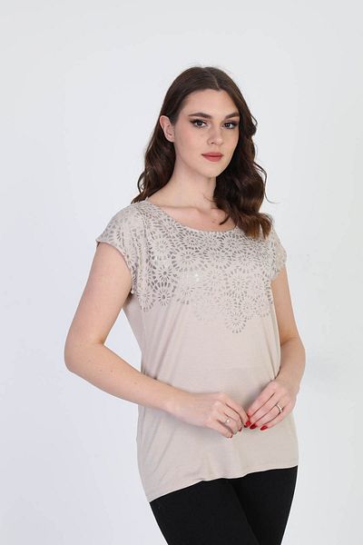 ELLA CAMELIA Дамска блуза с шарки 5010025 от норка