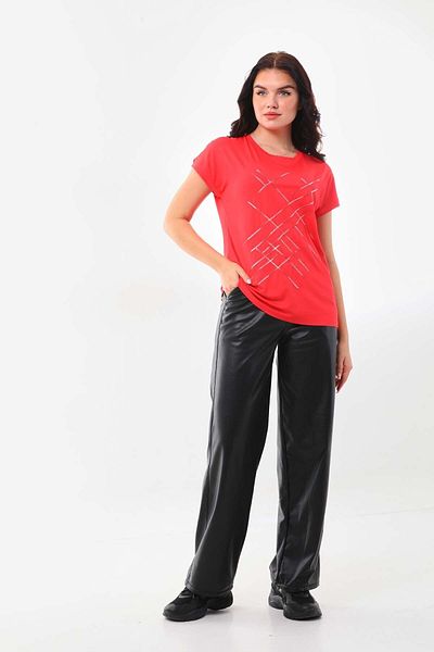 Sistas Women's Stripe Patterned Short Sleeve Blouse 23166 Coral