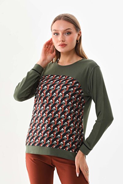 Sistas Жіноча блуза з довгими рукавами та візерунком 23618 Зелена