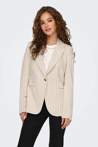 ONLY Γυναικείο λινό μπουφάν σε μπεζ χρώμα - Onldola Slim Fit Striped 15318499