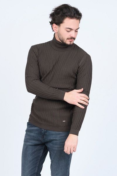 Raymons Men's Corduroy Full Fisherman Knitwear Wool Sweater 67822887 Khaki