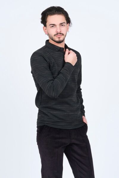 Raymons Men's Patterned Polo Neck Knitwear Sweat 6782273 Khaki