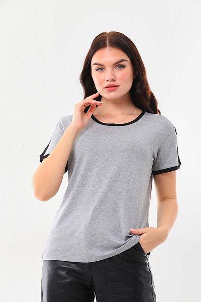 Sistas Γυναικεία μπλούζα με κοντό μανίκι Crew Neck 23010 Γκρι