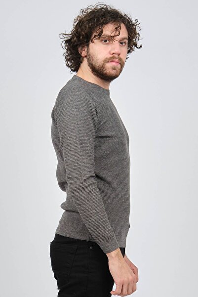 Çizgi Triko Men's Crew Neck Slim Fit Sweater 42554259 Gray
