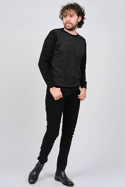 Çizgi Triko Ανδρικό πουλόβερ με μοτίβο Crew Neck 42554225 Μαύρο