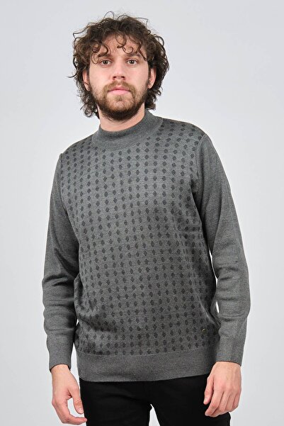 Çizgi Triko Чоловічий светр з напіврибальським коміром 42564216 Сірий