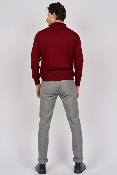 PAVE Men's Diamond Patterned Wool Sweater 4536034 Claret Red