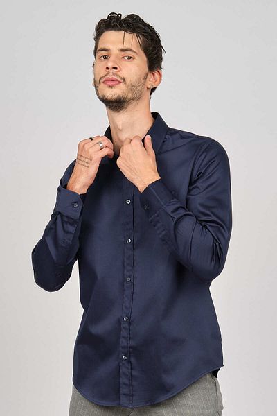 Abbate Men's Long Sleeve Shirt 0440375 Navy Blue