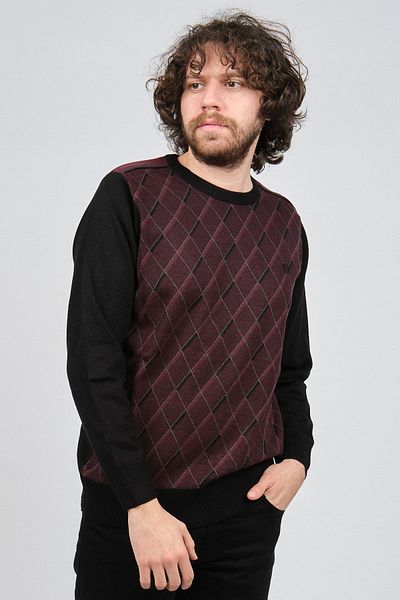 Pelikan Men's Striped Patterned Crew Neck Sweater 1579330 Claret Red
