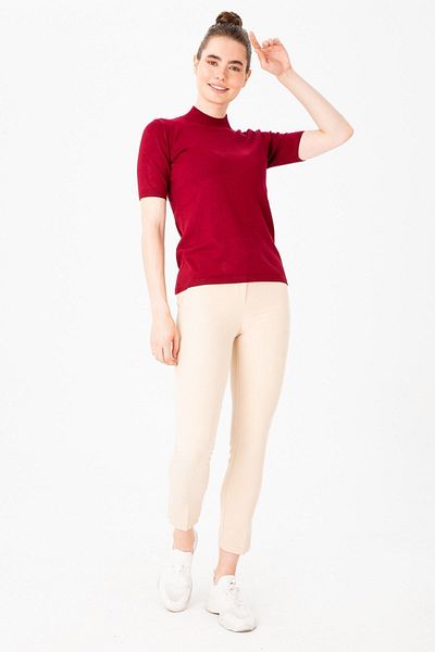 Desen Triko Women's Half Fisherman Blouse 02420345 Red