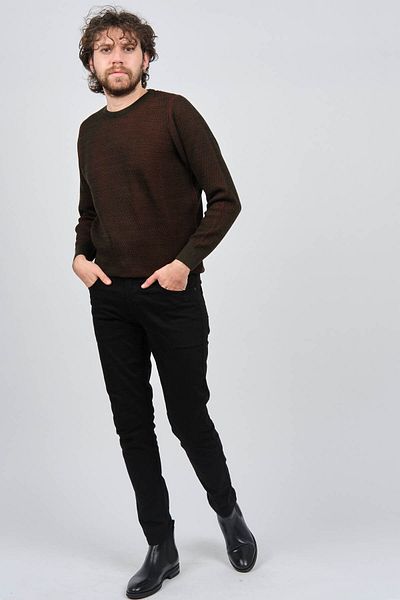Çizgi Triko Men's Crew Neck Patterned Sweater 42554224 Khaki