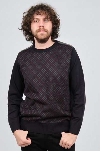 Pelikan Men's Patterned Crew Neck Sweater Smoked